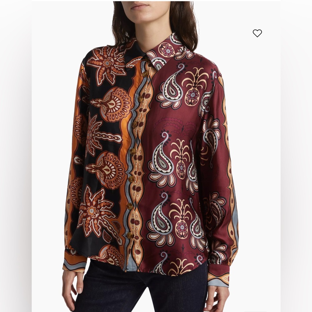 NWT Farm Rio Sweet Mermaids Satin Shirt Size S